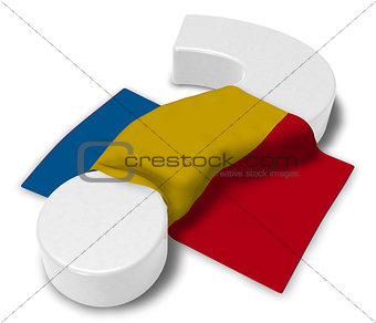 question mark and flag of romania - 3d illustration