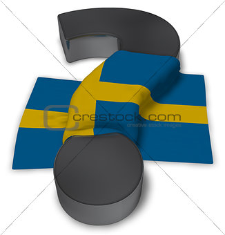 question mark and flag of sweden - 3d illustration