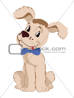 Funny puppy coffee color. Cartoon style.Vector