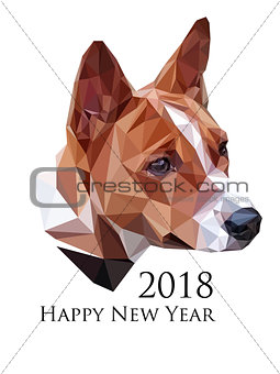 Vector image of basenji dog in low polygonal style