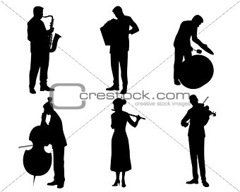 Six musicians silhouettes