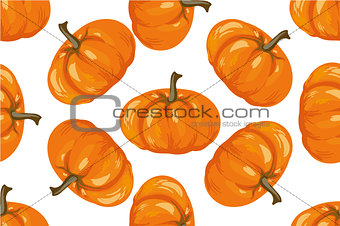 Vegetable pattern. Pumpkin seamless background.