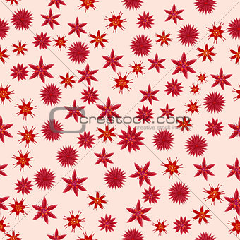 Abstract seamless background with abstract red flowers