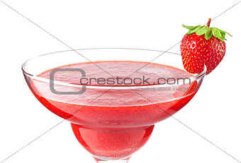 Strawberry smoothie cocktail with ripe juicy berry.