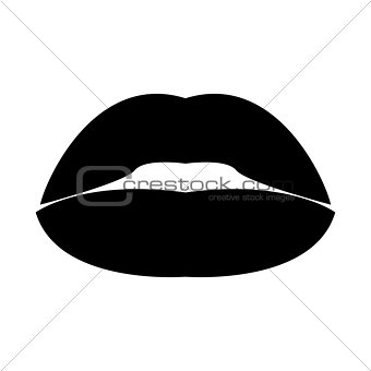 Lipstick or lips the black color icon .