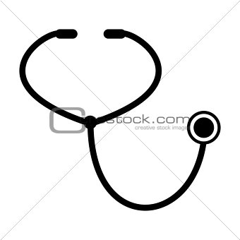 Stethoscope the black color icon .