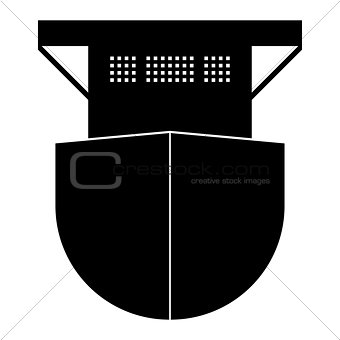 Seagoing cargo ship the black color icon .