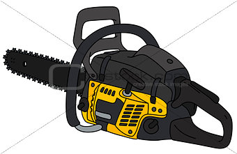 Black and yellow chainsaw
