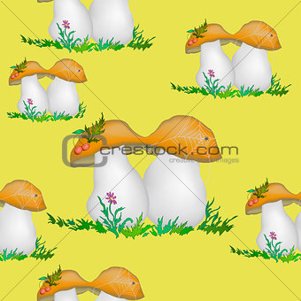 Mushrooms, Seamless Pattern