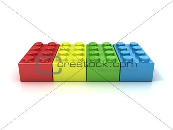 Plastic building blocks. Front view