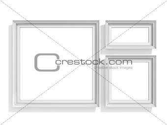 Blank picture frames. Website background template. Golden rectan