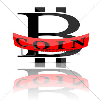 Bitcoin emblem isolated on white