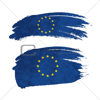 Grunge brush stroke with European Union national flag on white