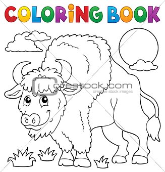Coloring book bison theme 1