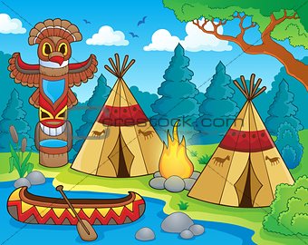 Native American campsite theme image 1