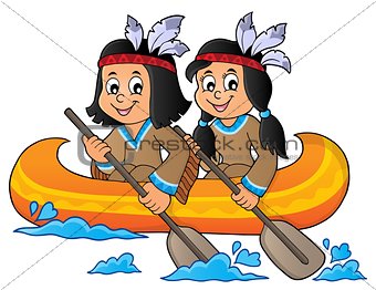 Native American children in boat theme 1