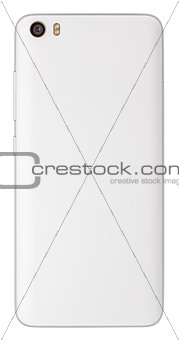 Back view of modern white smartphone isolated on white
