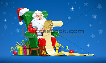 Santa claus sit in armchair and read
