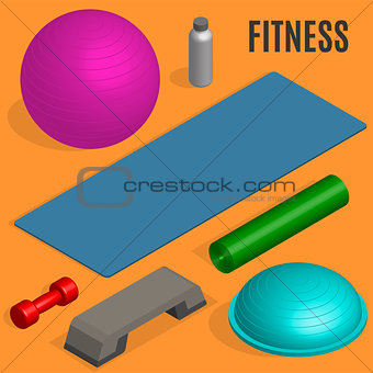 Flat design elements for fitness, vector illustration.