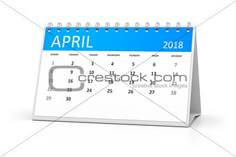 table calendar 2018 april