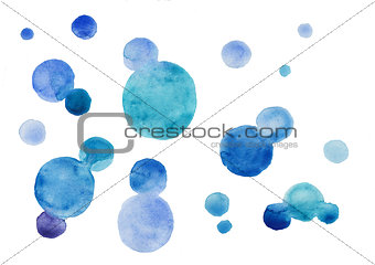 Watercolor hand painted circle shape design elements high resolution easy to use blue colors