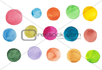 Watercolor hand painted circle shape design elements high resolution easy to use different colors