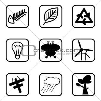 Ecology icons and Environment icons with White Background.