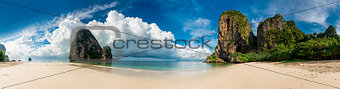 Beautiful horizontal panorama of Thailand beach  Phra Nang
