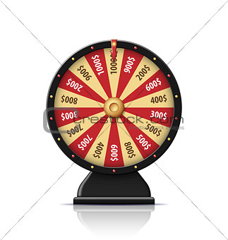 Black wheel of fortune 3d object isolated on white
