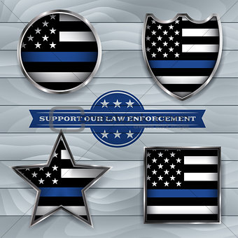 Police Support Flag Badge Illustration