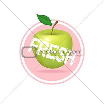 Apple drink minimalistic label design. Fresh fruit juice sticker