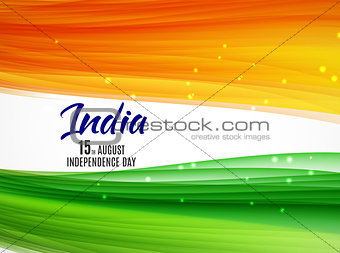 Indian Independence Day Background with Waves. Vector Illustrati