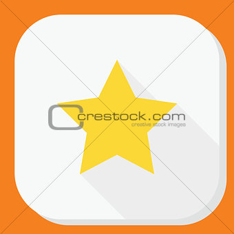 Yellow star icon with long shadow. Modern simple flat sign. Internet concept. Trendy vector symbol for website, web button, mobile app.