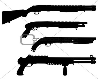 Black silhouettes of  shotguns