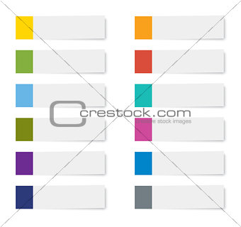 set of sticky note paper sheets isolated background. 