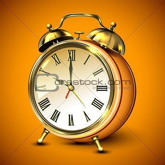 Orange retro style alarm clock.