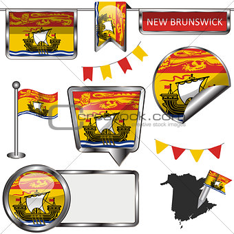 Glossy icons with flag of province New Brunswick
