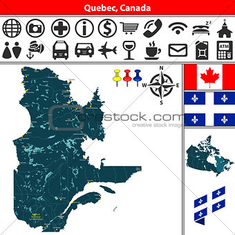 Quebec with cities, Canada