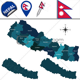 Map of Nepal with Zones