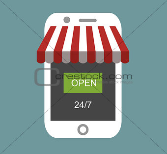 Concept of day and night online shop on modern smart phone
