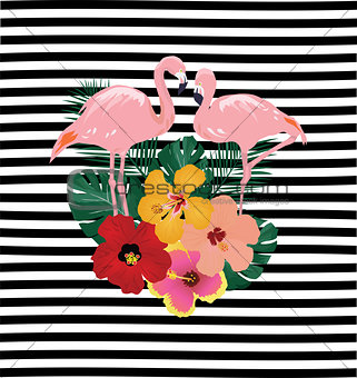 Vector Tropical Flamingos