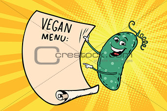 Vegetarian menu announces cucumber