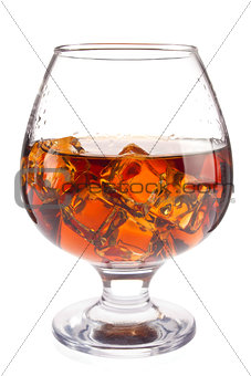 Brandy with ice in goblet