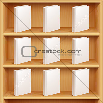 Bookshelf and Books with Blank Covers