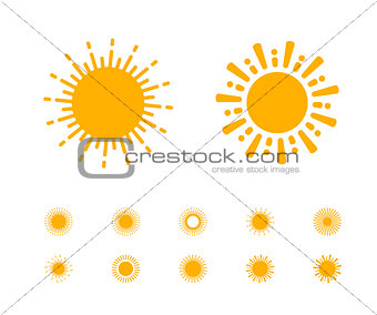 Sun vector collection on white background