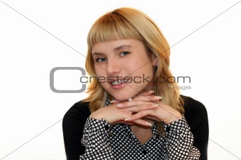 young woman is smiling in office