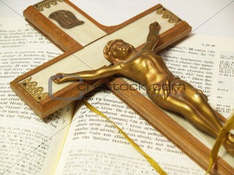 Crucifix on Greek New Testament