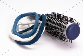 hairbrush and rubber band