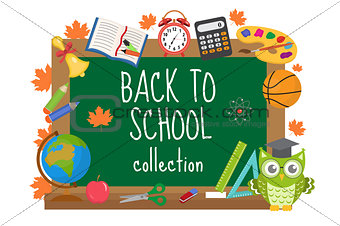Back to school board frame for text. Isolated on white background. Vector illustration.