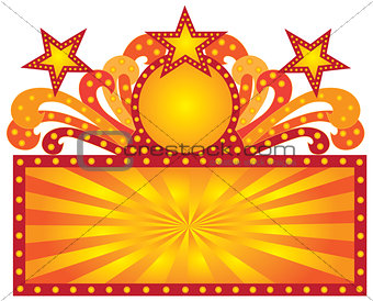 Retro Marquee Sign with Sunrays Stars Illustration